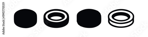 Minimalist abstract oval shapes with internal concentric circles, black and white icon set.