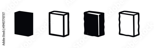 Set of Simple Block and Rectangle Icons, Black and White Vector Symbols for Construction and Shapes