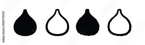 Abstract black seed or teardrop vector icon set. Hand-drawn organic shape symbols in various styles on white background.