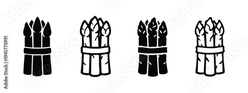Asparagus Bundle Icon Set - Fresh Green Healthy Vegetable Vector Illustration
