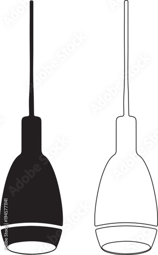 Pendant light fixtures with shades and cords hanging down