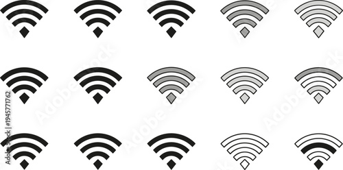 WiFi Signal Icon Set Vector Collection with Wireless Internet Symbols Network Connection Indicators for Mobile App Interface Technology and Communication Design