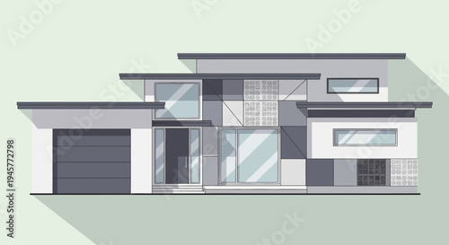 Modern House Exterior Flat Design Illustration