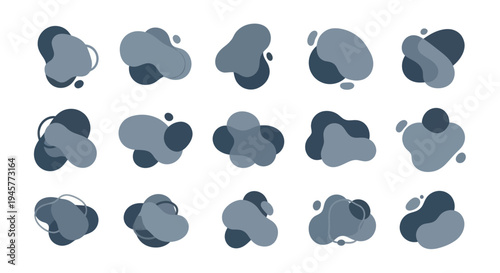 Abstract liquid amoeba shapes set for modern graphic design elements