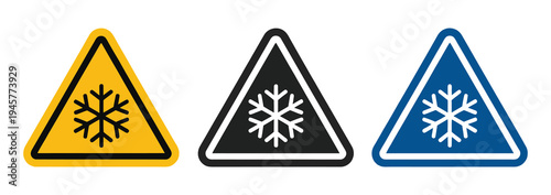 Cold and freezing warning icons, vector set with temperature alert symbols for safety signage, weather notifications, mobile and web UI design, and industrial hazard indicators.