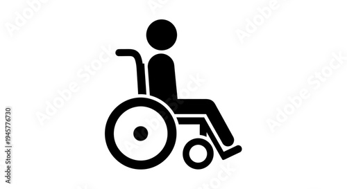 Black Wheelchair Accessibility Icon on White Background