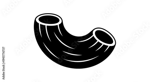 Black Macaroni Pasta Icon with Simple Design