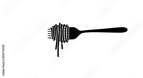 Close-up of Spaghetti Twirled on Fork with White Background