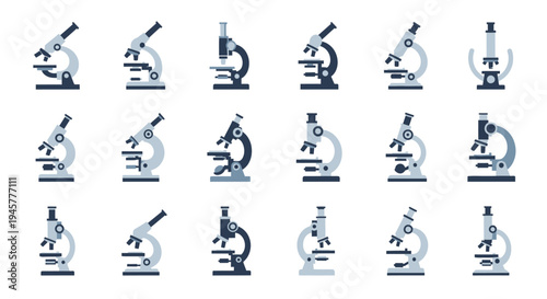 Assortment of Simplified Microscope Illustrations for Scientific and Educational Applications