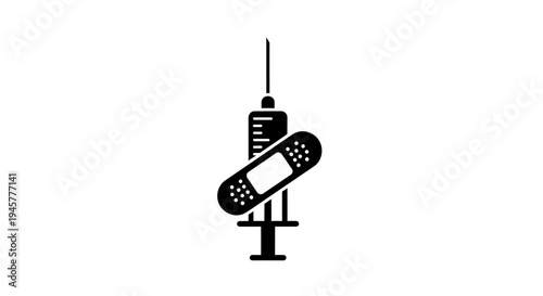 Medical Syringe with Bandage Icon in Minimalist Design
