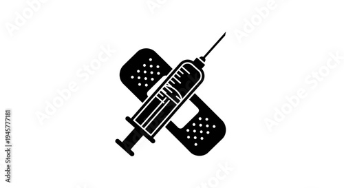 Medical Syringe with Crossed Adhesive Bandages Icon