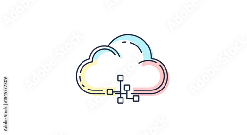 Cloud Computing Illustration Depicting Data Connectivity and Networked Information