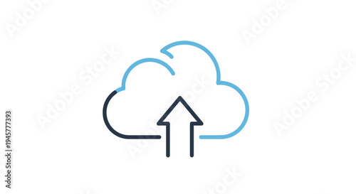 Cloud data upload icon representing storage, sharing, and online content distribution
