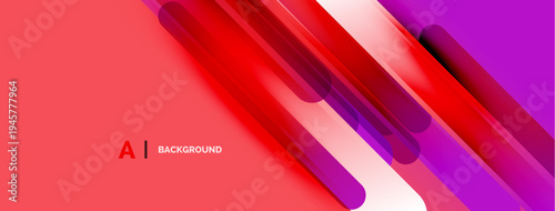 Abstract design features vibrant red, purple gradients. Dynamic lines create modern, sleek visual impact. Minimalist aesthetic, suitable backgrounds.