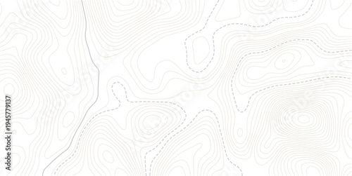 Abstract topographic map. Topo contour map background concept. Geographic line map with elevation assignments. Contour background geographic grid. Vector illustration.