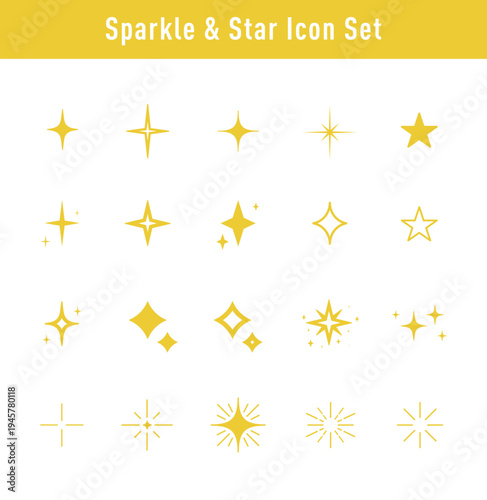 シンプル上品スパークルアイコンシリーズ – キラキラ・スパークル装飾アイコン20点セット　カラー


