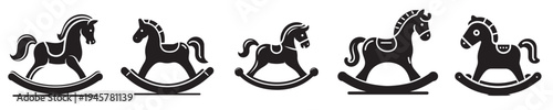 rocking horse toy vector with silhouette style