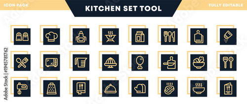 Chef Tools, Cooking Utensils and Kitchen Equipment Icons Pack for Website, Apps and UI Interfaces
