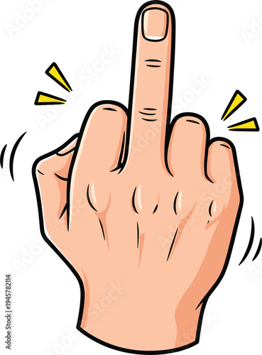 Middle Finger Hand Gesture Cartoon Vector Illustration Showing Rude Offensive Sign Expression Isolated Symbol Design