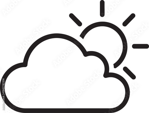Minimalist black and white cloud with partial sun weather