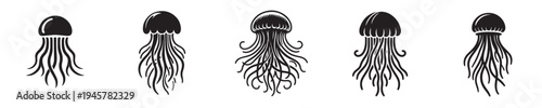 jellyfish vector with silhouette style