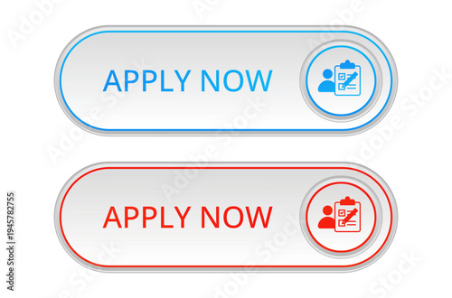 Modern CTA button set, "Apply now" text, 3D effect, web UI element for landing pages, mobile apps or banners.