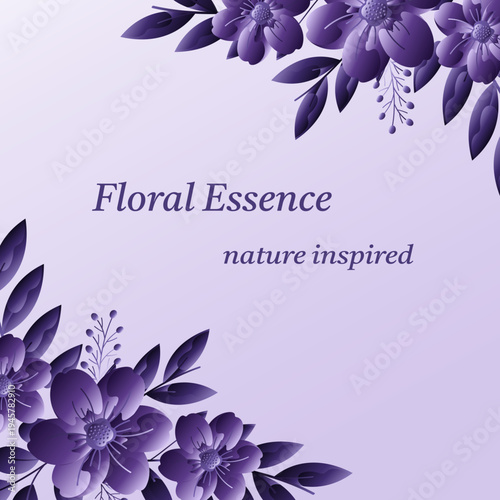 Purple Floral Frame Background. Nature Inspired Vector Design with Copy Space, Ideal for Posters, Invitations, Branding and Social Media