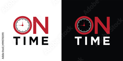 On Time Clock Logo Design Concept for Punctuality and Schedule.