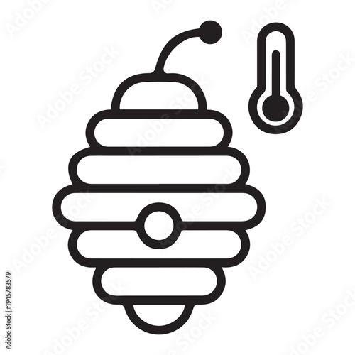 Beehive temperature monitoring icon for environmental climate control and bee colony health research