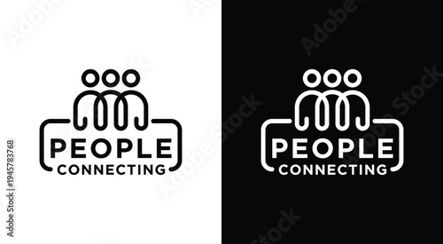 People Connecting Logo Design in Black and White.