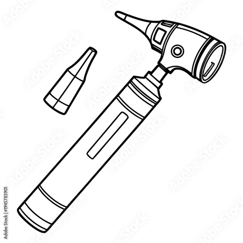 Otoscope medical examination instrument line art illustration