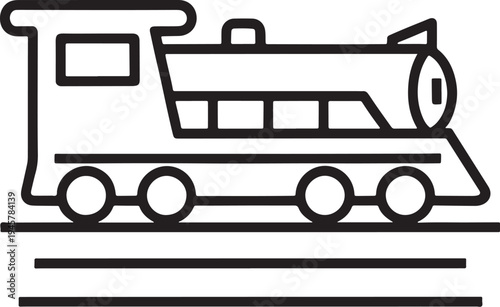 Minimalist black and white train transportation locomotive