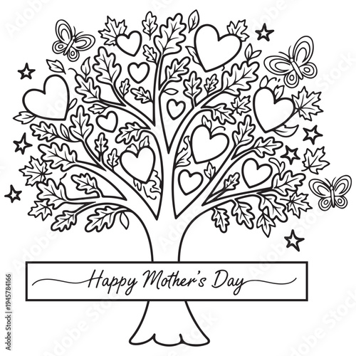 Happy Mothers Day Tree Heart , Mother Nature Love Design