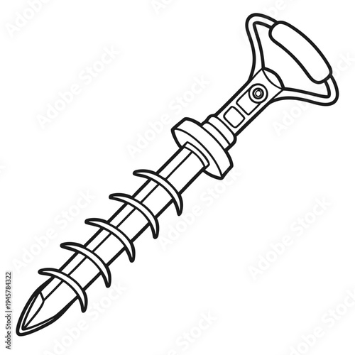 Ground anchor or beach umbrella holder isometric line art graphic