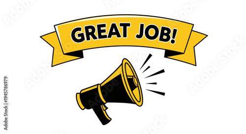 An illustration promoting recognition and congratulations for achievement using megaphone.