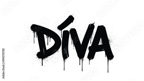 Stylized word diva is written in a bold black graffiti tag style with dripping paint effects and spray splatter details.