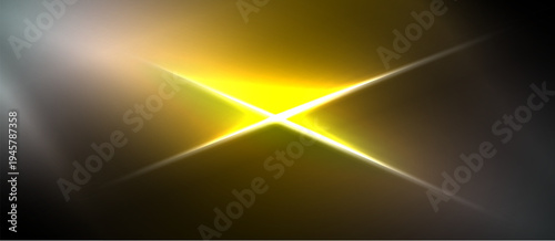 Bright yellow starburst dominates dark background. Soft gradients create dramatic light effect. Minimalist design, abstract composition.