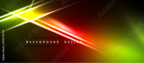 Abstract background features vibrant gradients. Yellow, red, green hues create dynamic light streaks, modern design element.
