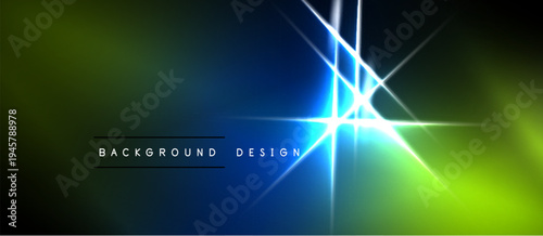 Abstract vibrant background. Bright lines intersect, creating dynamic visual effect. Green, blue hues dominate composition. Text reads background design.