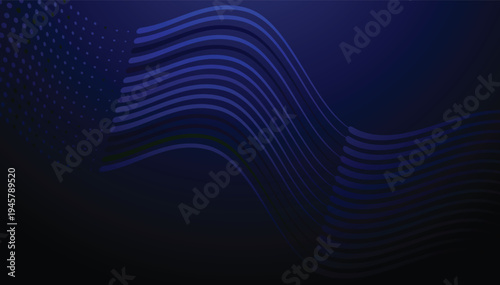 Abstract Flowing Blue Wave Lines Futuristic Technology Background