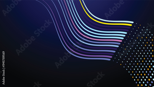 Abstract Neon Curved Lines Futuristic Technology Background