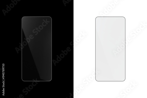 Phone Screen Reflection Overlay Mockup With Transparent PNG on Black and White Backgrounds