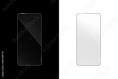 Phone Overlay Reflection PNG Mockup On Black And Transparent Backgrounds For Screen Displays