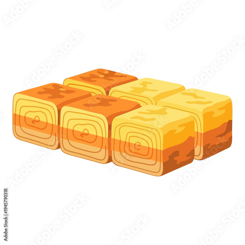 Vector illustration of rectangular hay bales or agricultural rolls