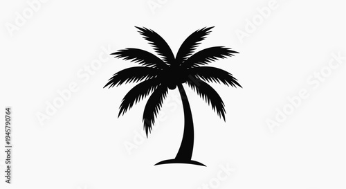A stylized black silhouette of a palm tree standing alone.