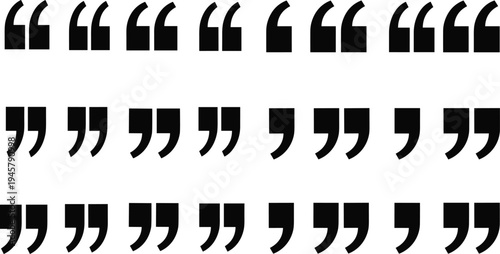 Quotation marks symbols vector set with different quote styles, punctuation marks collection for typography, text design and editorial layout elements