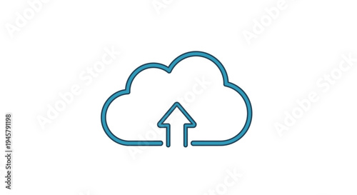 Cloud upload icon depicting data transfer and digital information storage concepts