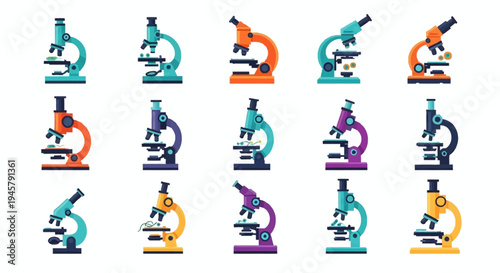 Colorful Microscope Illustrations Representing Science, Research, and Medical Study Perfectly