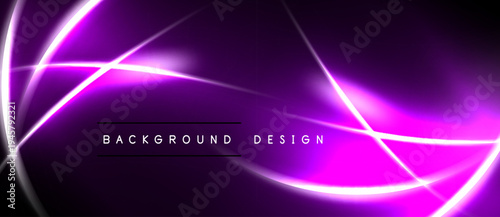 Purple background features glowing lines, creating dynamic abstract design. Text reads background design centrally positioned.