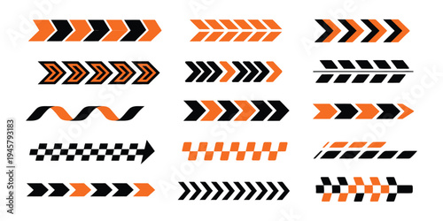 Racing car and speed stripes vector set, professional automotive branding elements featuring checkered flags, finish lines, and fast motion patterns for motorsports, car